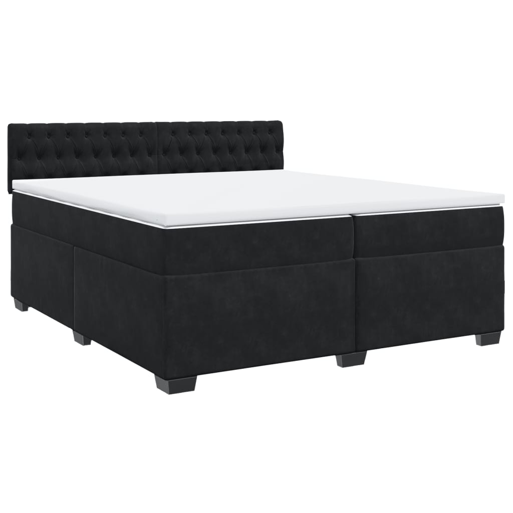 Cama com molas/colchão 200x200 cm veludo preto