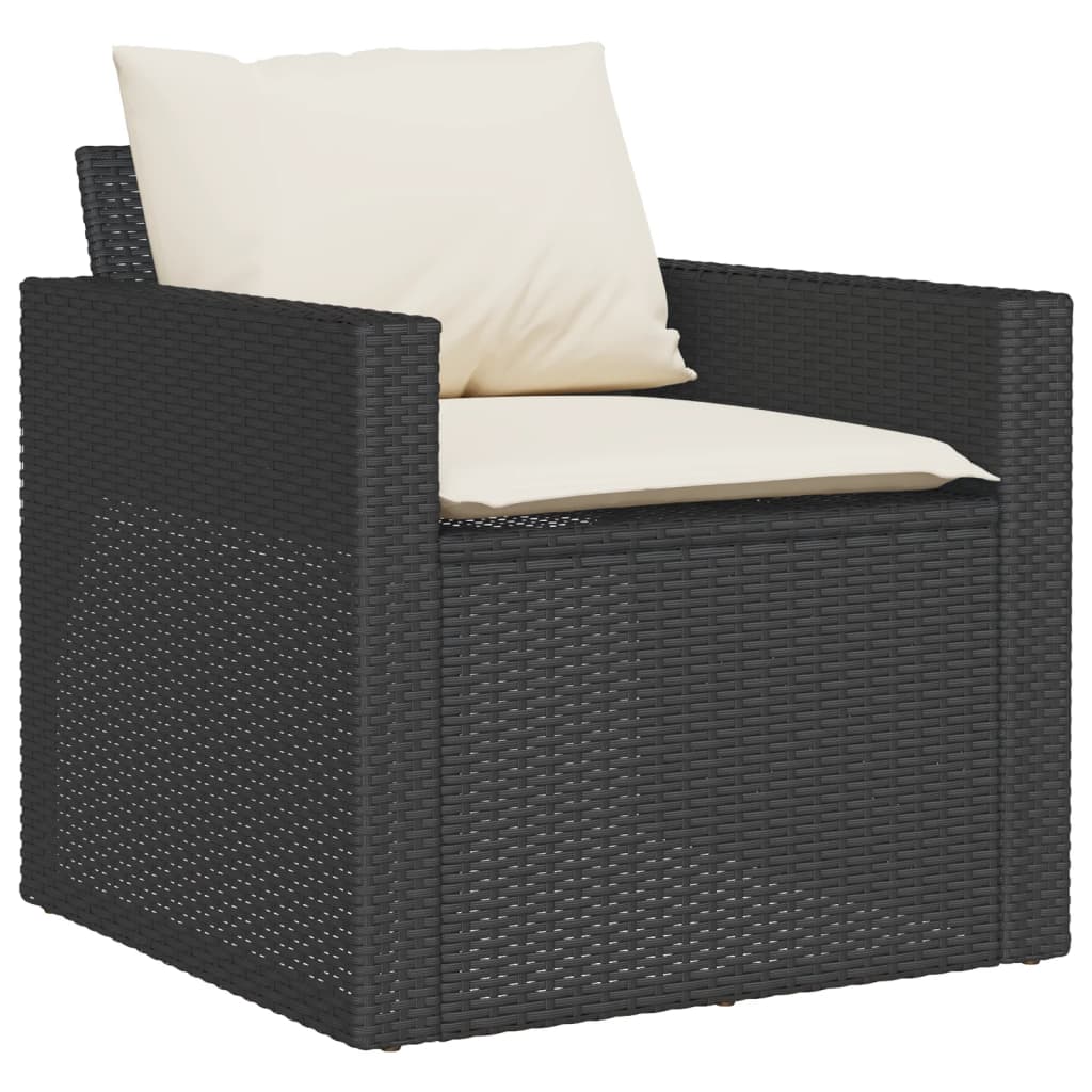 6 Pcs conjunto sofás de jardim c/ almofadões vime PE preto
