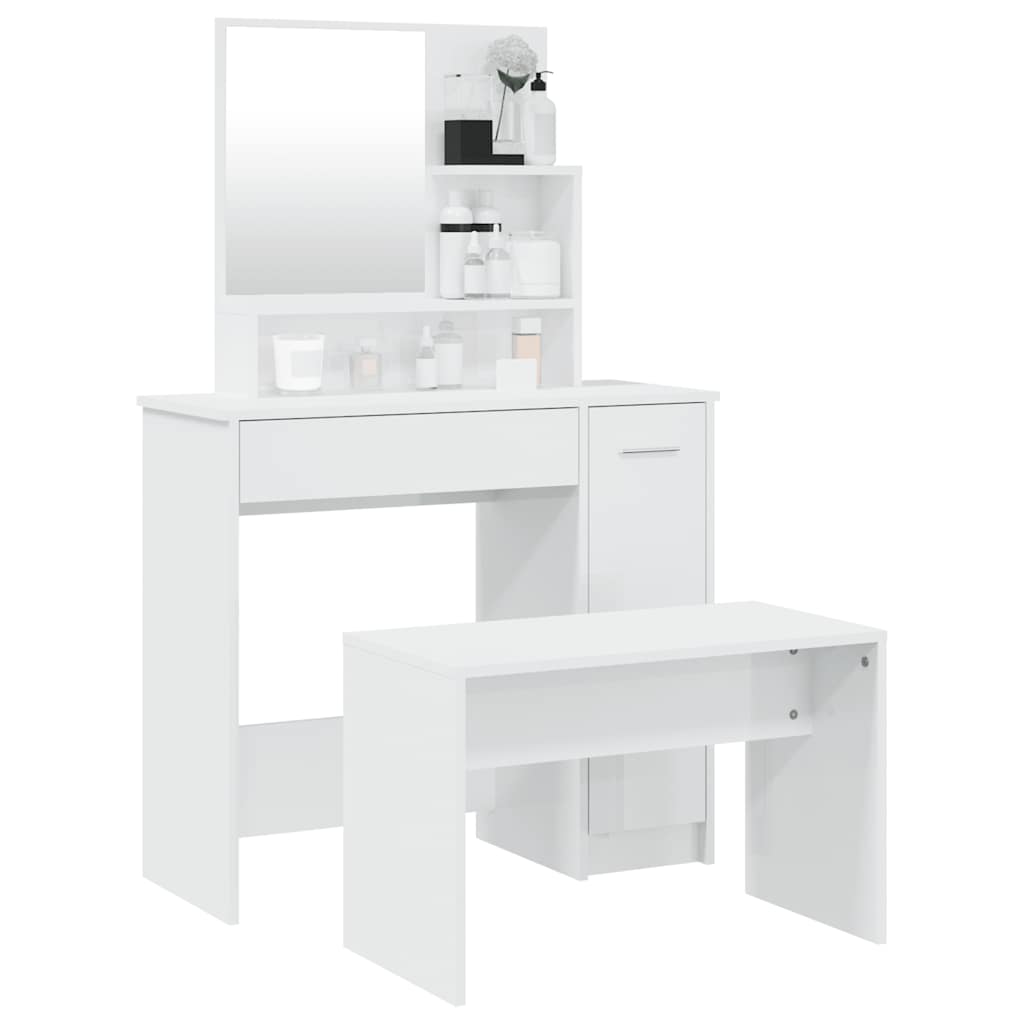 Conjunto toucador 86,5x35x136 cm branco brilhante