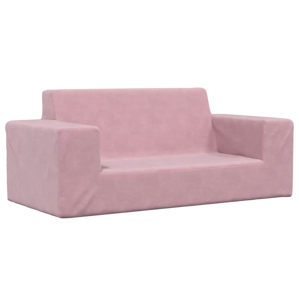 Sofá infantil de 2 lugares pelúcia rosa