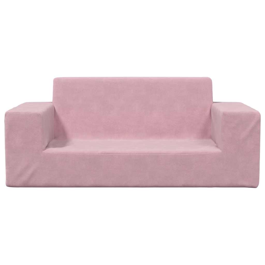 Sofá infantil de 2 lugares pelúcia rosa