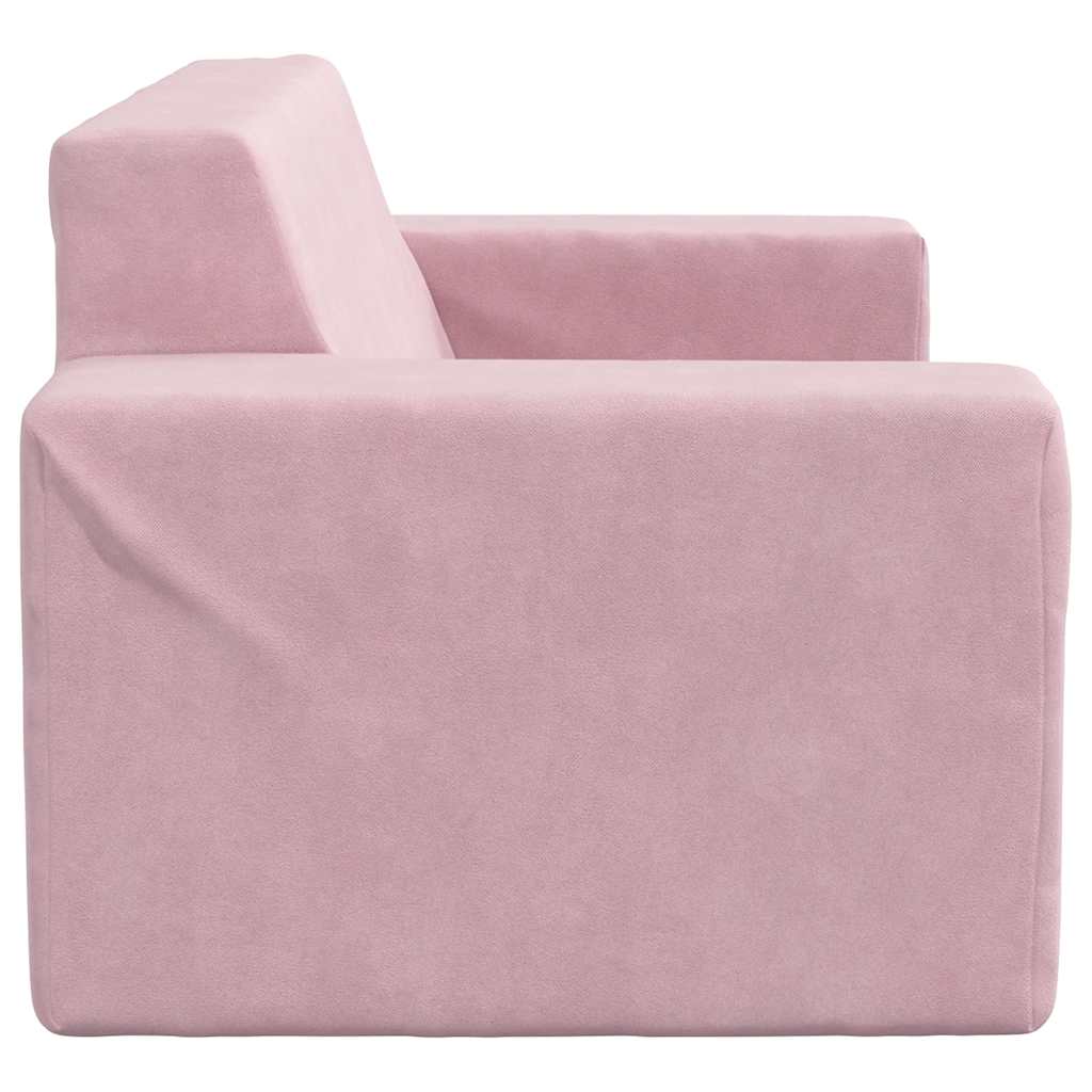 Sofá infantil de 2 lugares pelúcia rosa