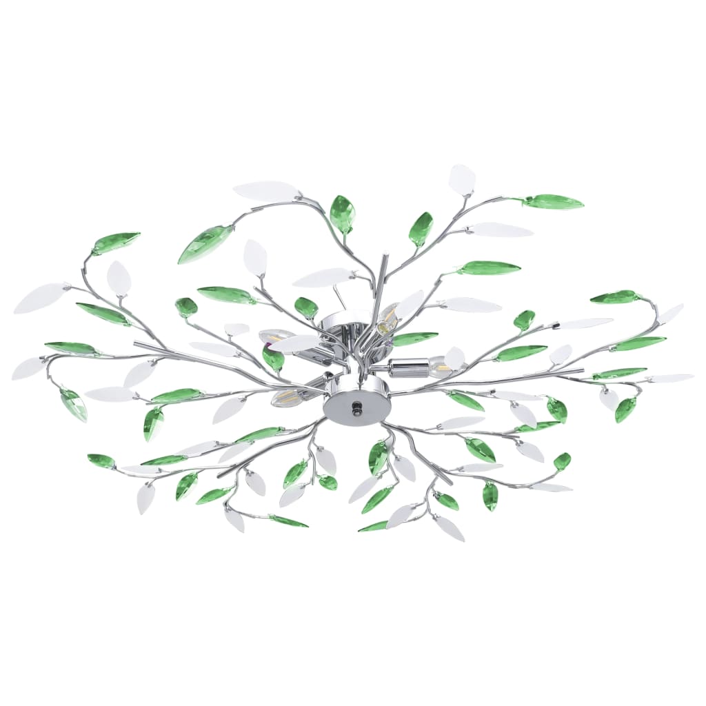 Candeeiro teto braços folhas de cristal acrílico 5 e14 verde