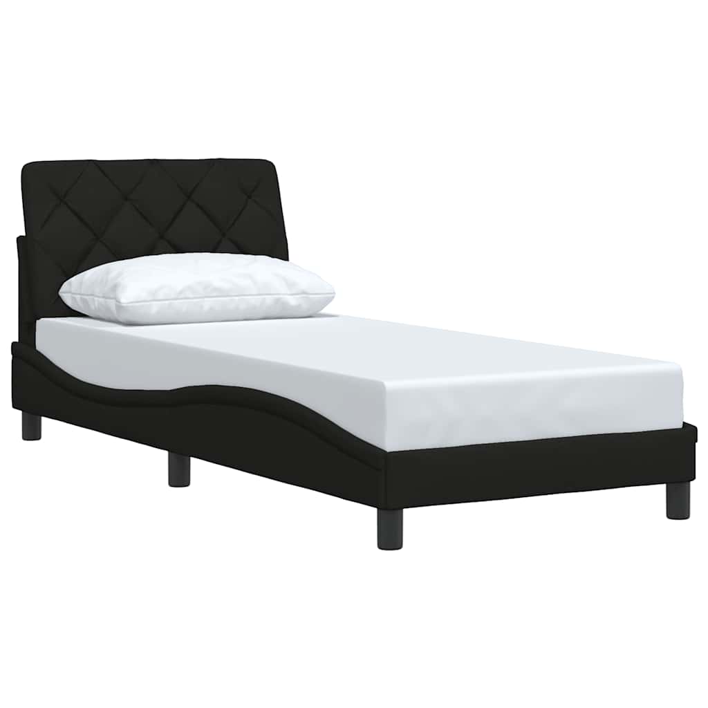 Estrutura de cama sem colchão 90x190 cm tecido preto