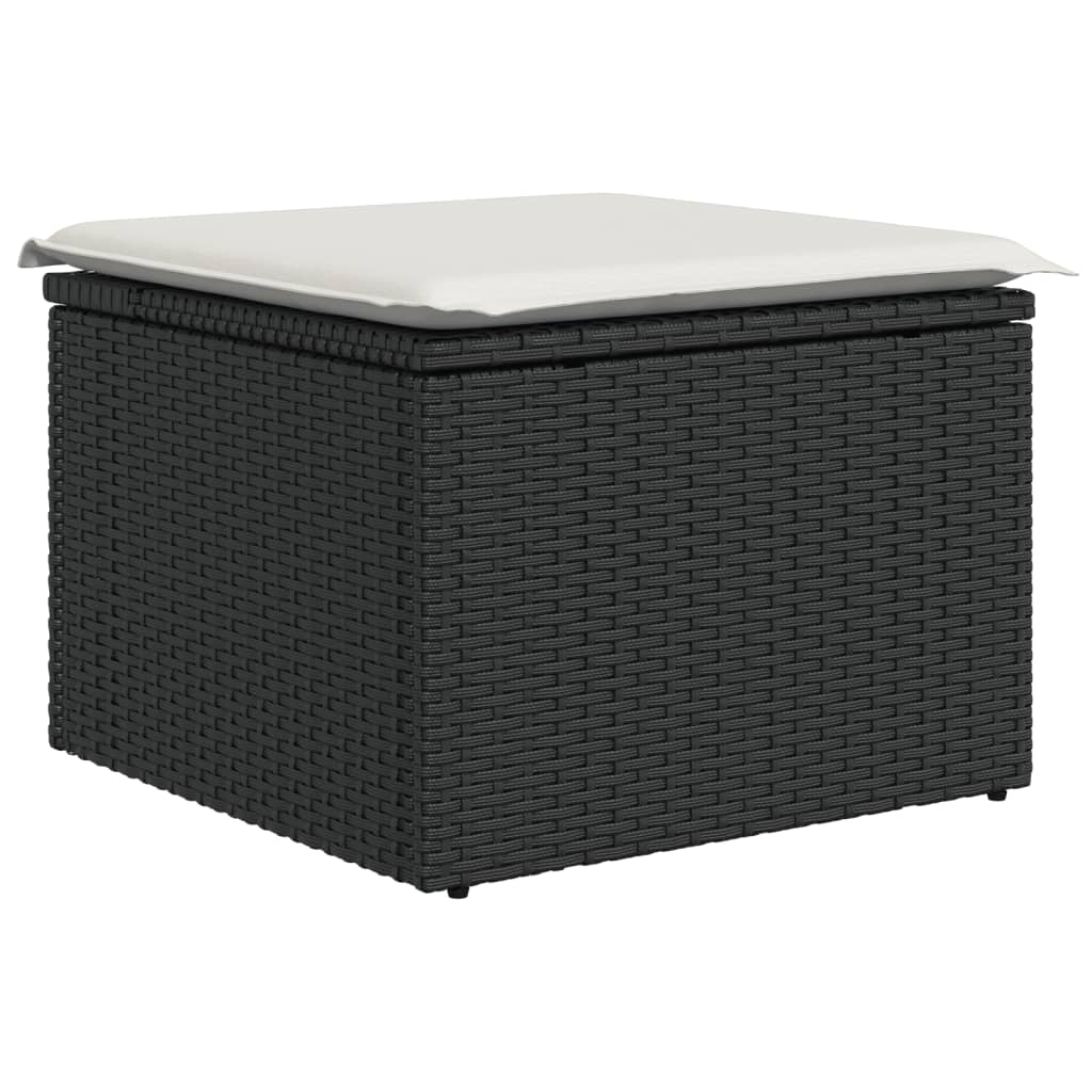 12 Pcs conjunto de sofás de jardim c/ almofadões vime PE preto