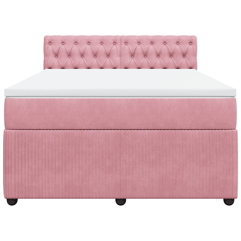 Cama com molas/colchão 160x200 cm veludo rosa