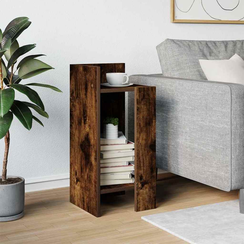 Mesa lateral com prateleira 110x50x103 cm carvalho fumado