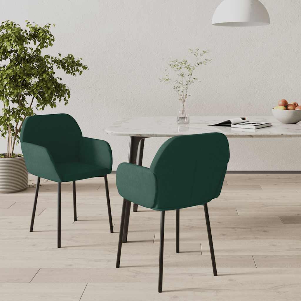 Cadeiras de jantar 2 pcs veludo verde-escuro