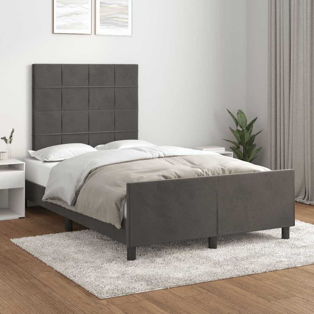 Estrutura de cama sem colchão 120x190 cm veludo cinza escuro