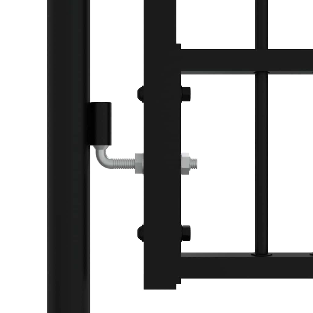 Portão de cerca kampen com ponta em forma de lança, preto, 394,5 x 125 cm, em aço.