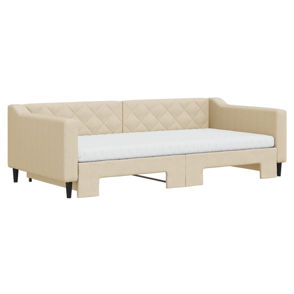 Sofá-cama c/ gavetão e colchões 100x200 cm tecido cor creme