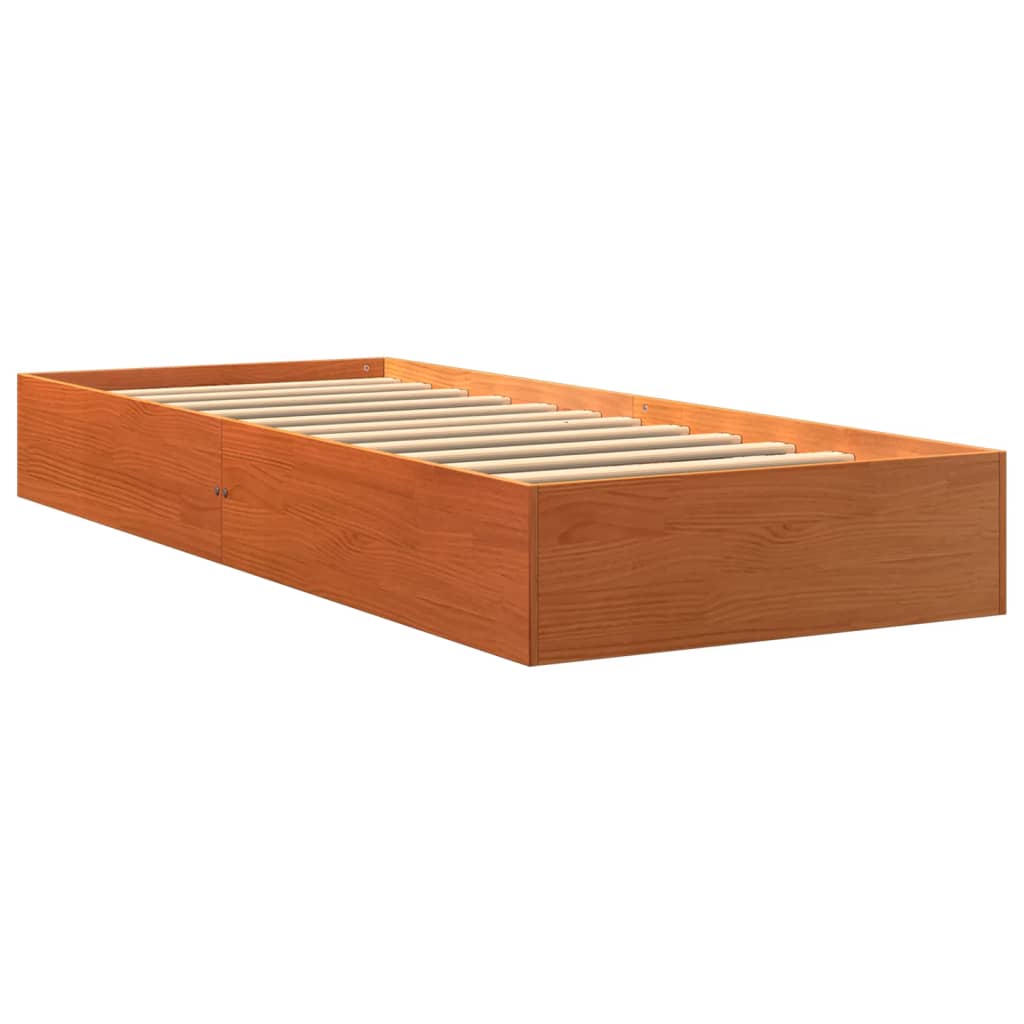 Cama sem colchão 75x190 cm madeira de pinho maciça castanho-mel