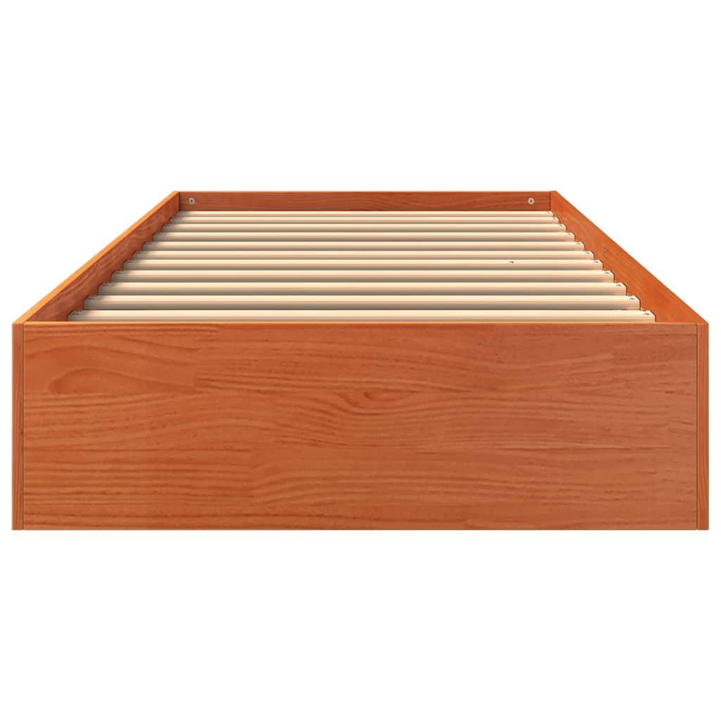 Cama sem colchão 75x190 cm madeira de pinho maciça castanho-mel