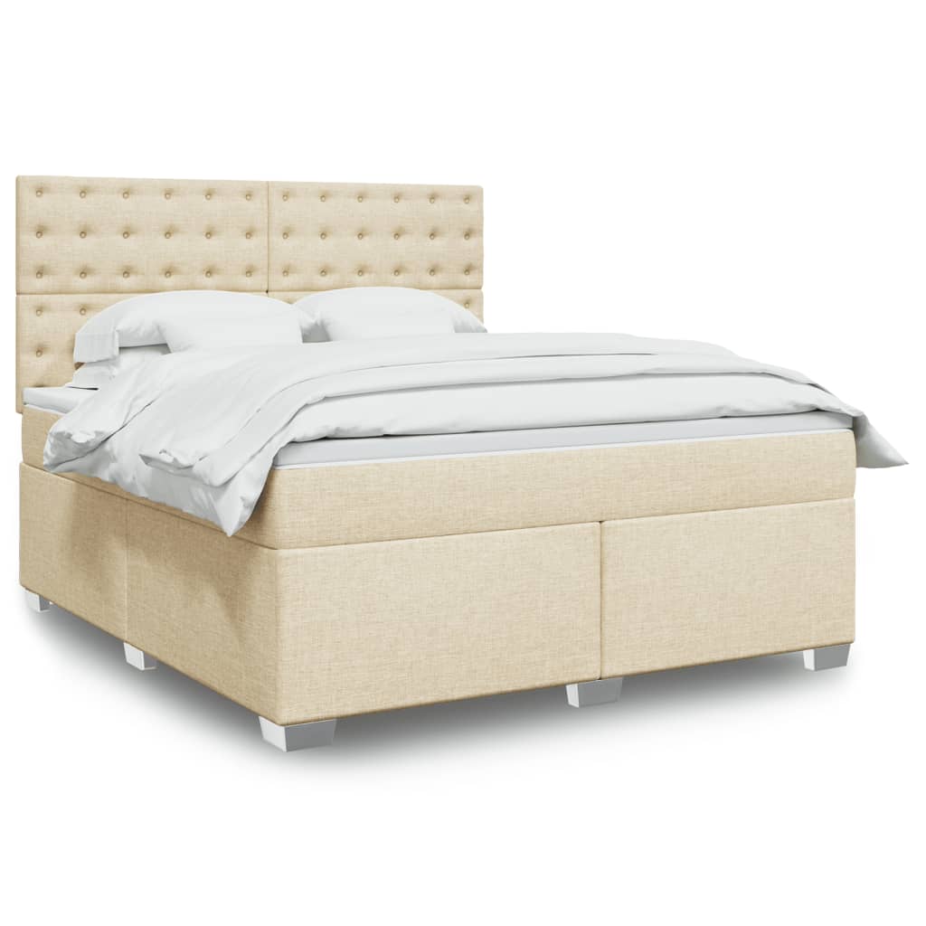 Cama com molas/colchão 180x200 cm tecido cor creme