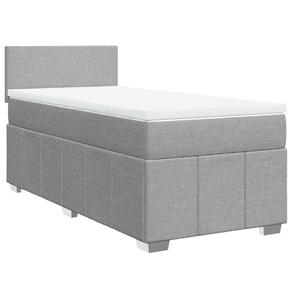 Cama com molas/colchão 100x200 cm tecido cinzento-claro