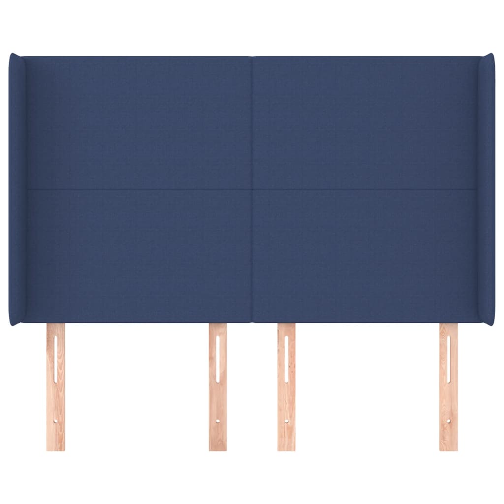 Cabeceira de cama c/ abas tecido 147x16x118/128 cm azul