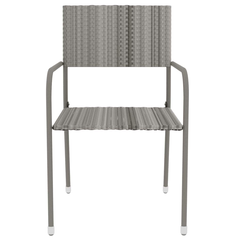 3 Pcs conjunto de jantar para jardim vime PE cinzento