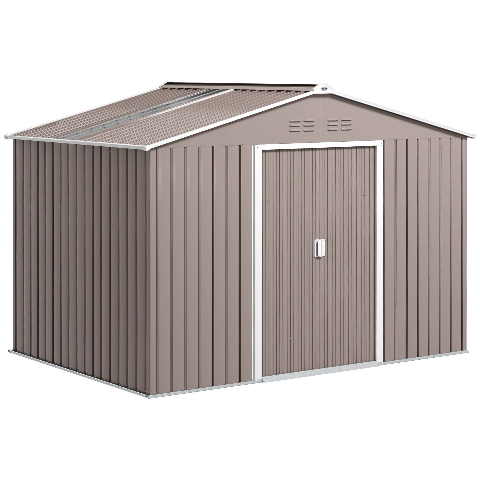 Abrigo de jardim 277x195x192 cm metálico para armazenamento de ferramentas cinzento