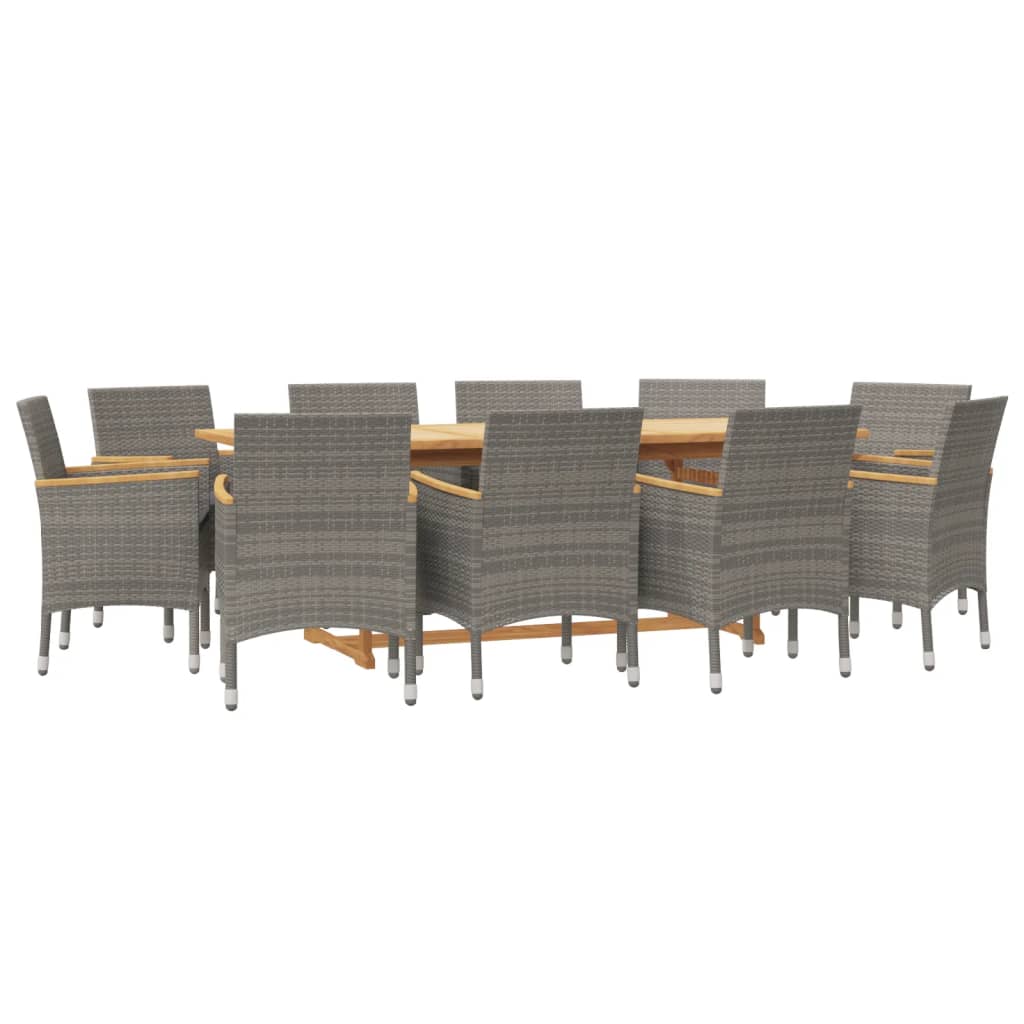 11 Pcs conjunto de jantar para jardim com almofadões cinzento