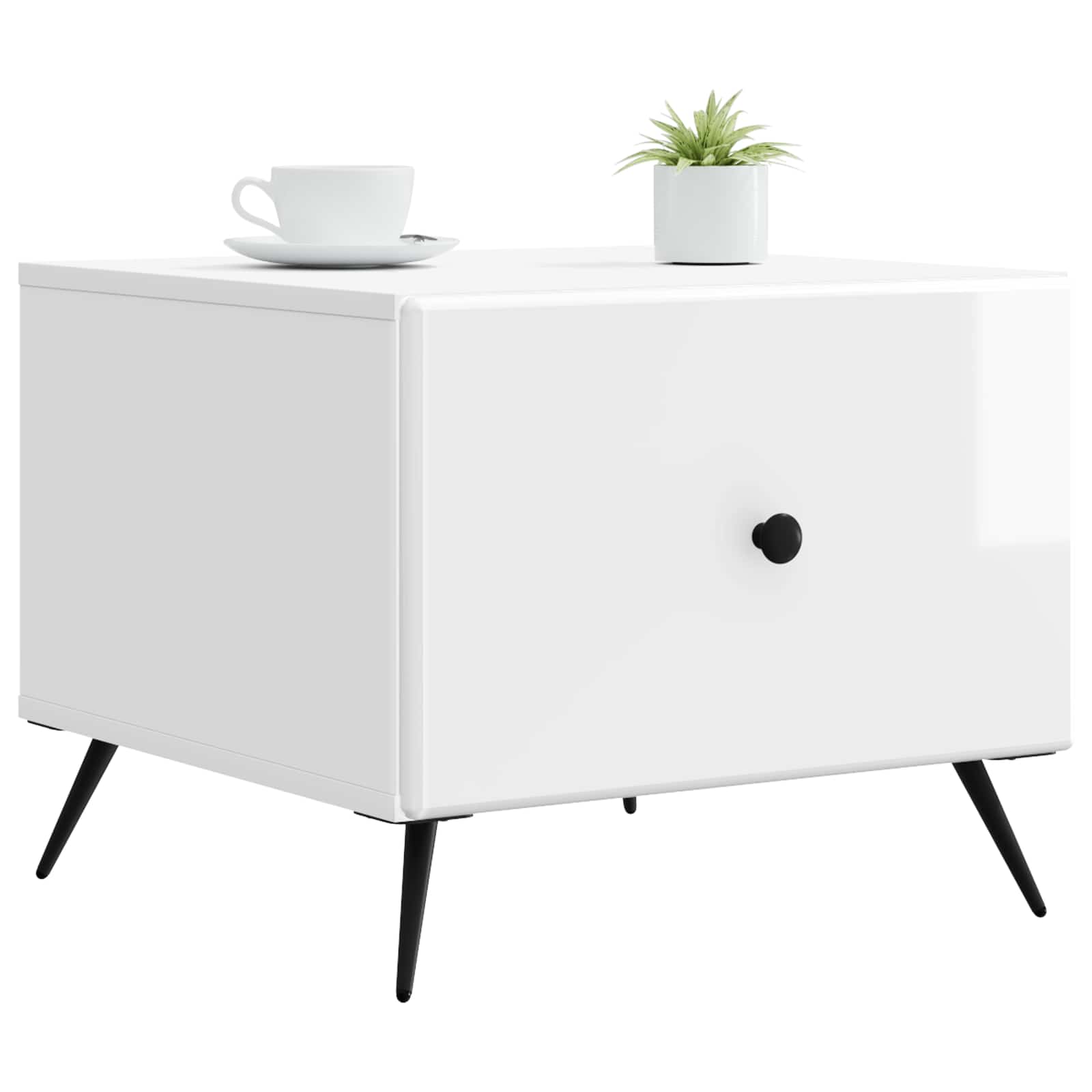 Mesa de centro com gaveta branco brilhante 49 x 50 x 40 cm