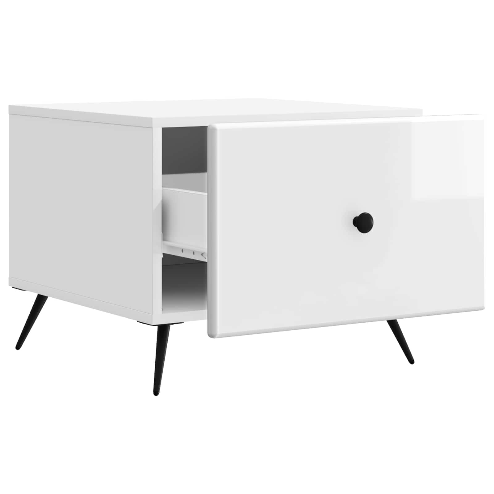 Mesa de centro com gaveta branco brilhante 49 x 50 x 40 cm