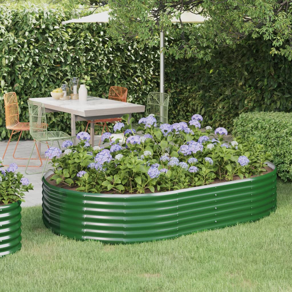 Canteiro elevado jardim 214x140x36 cm aço galvanizado verde