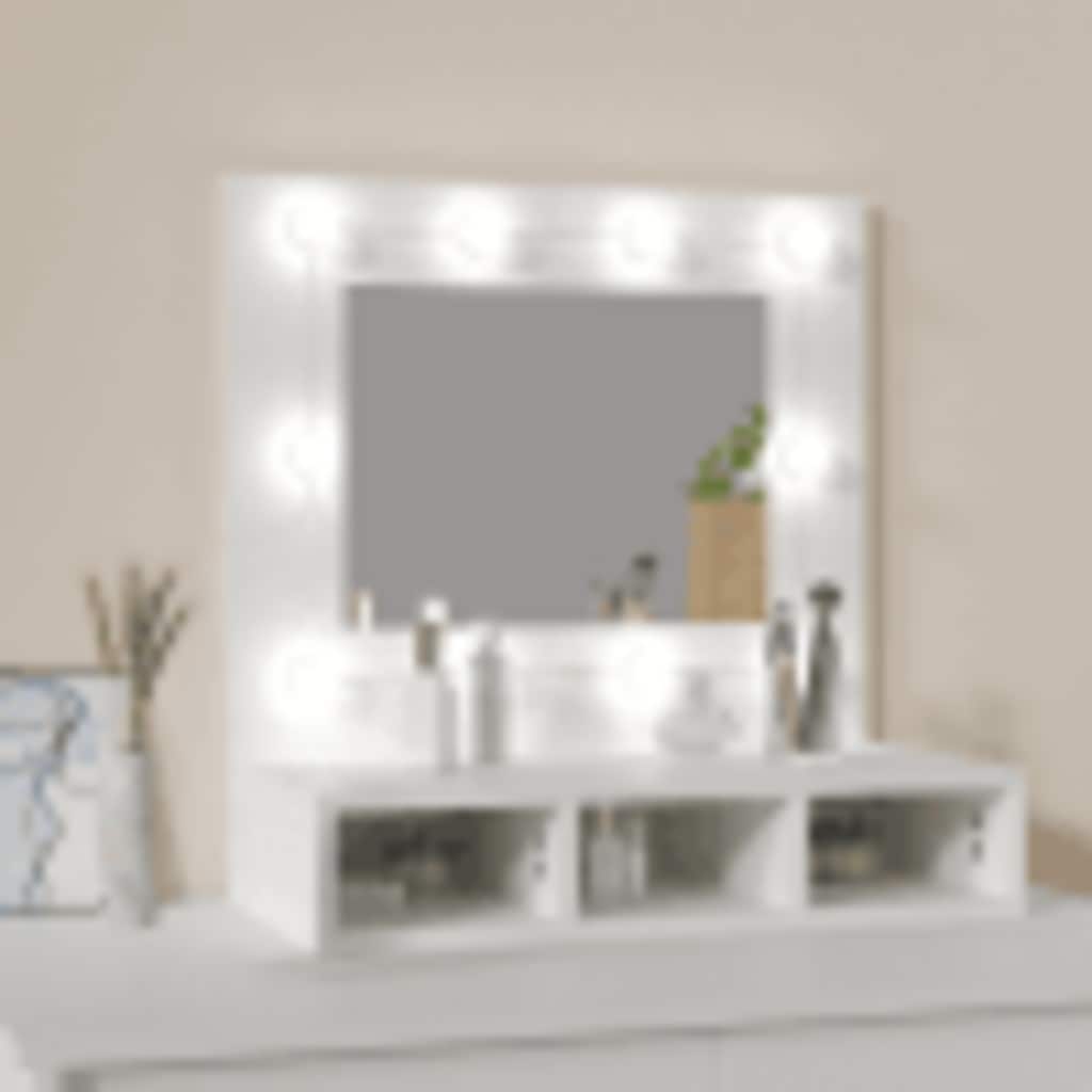 Armário espelhado com luzes LED 60x31,5x62 cm branco