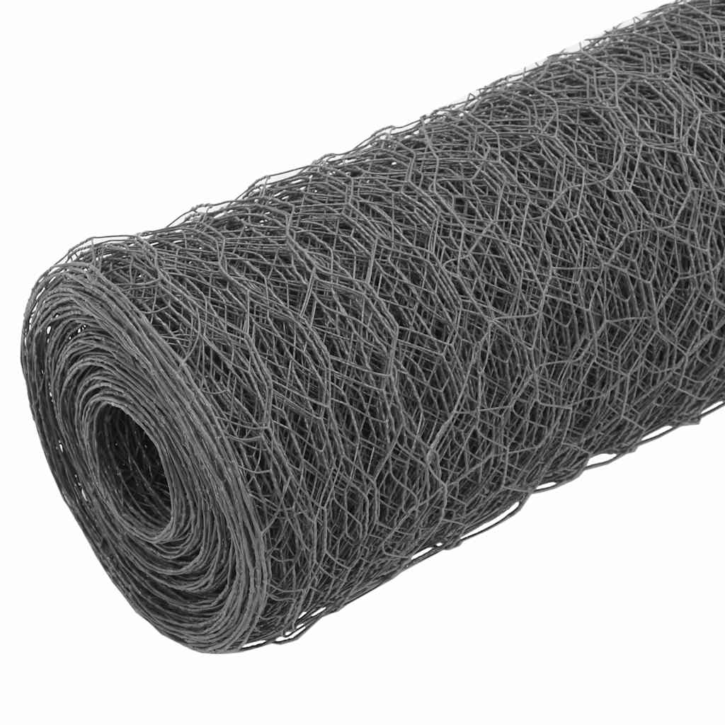 Cerca arame galinheiro 25x1,2m aço c/ revestimento PVC cinzento