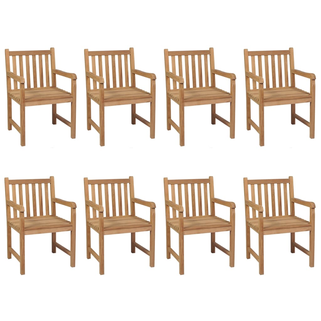 Cadeiras de jardim c/ almofadões azul-claro 8 pcs teca maciça