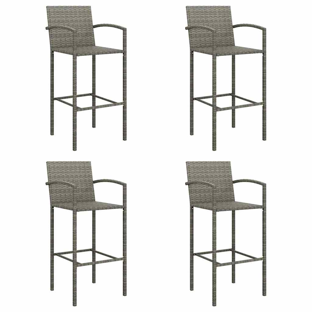5 Pcs conjunto de bar para jardim vime PE cinzento