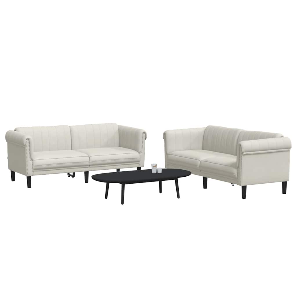 2 Pcs conjunto de sofás veludo cor creme