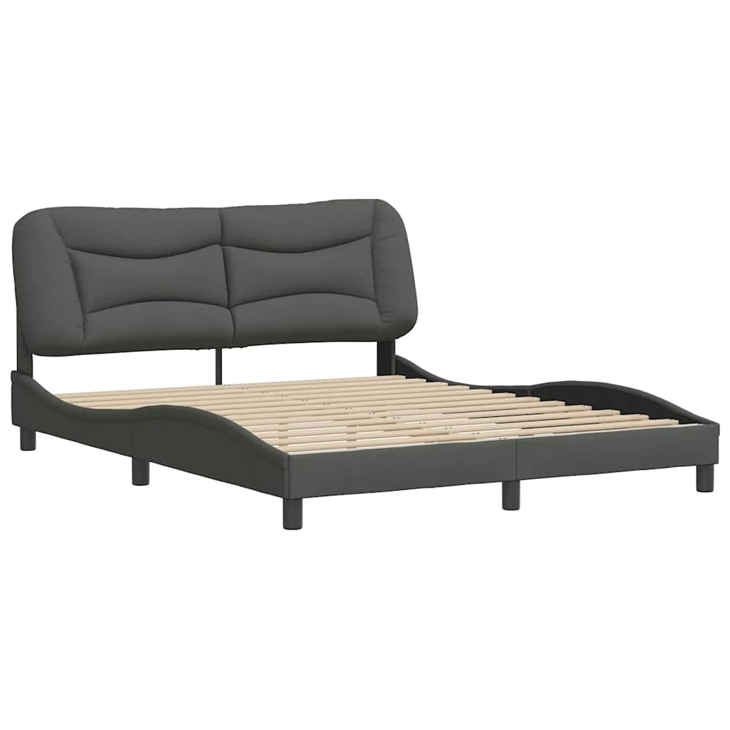 Estrutura de cama sem colchão hvar 160x200 cm tecido cinzento-escuro