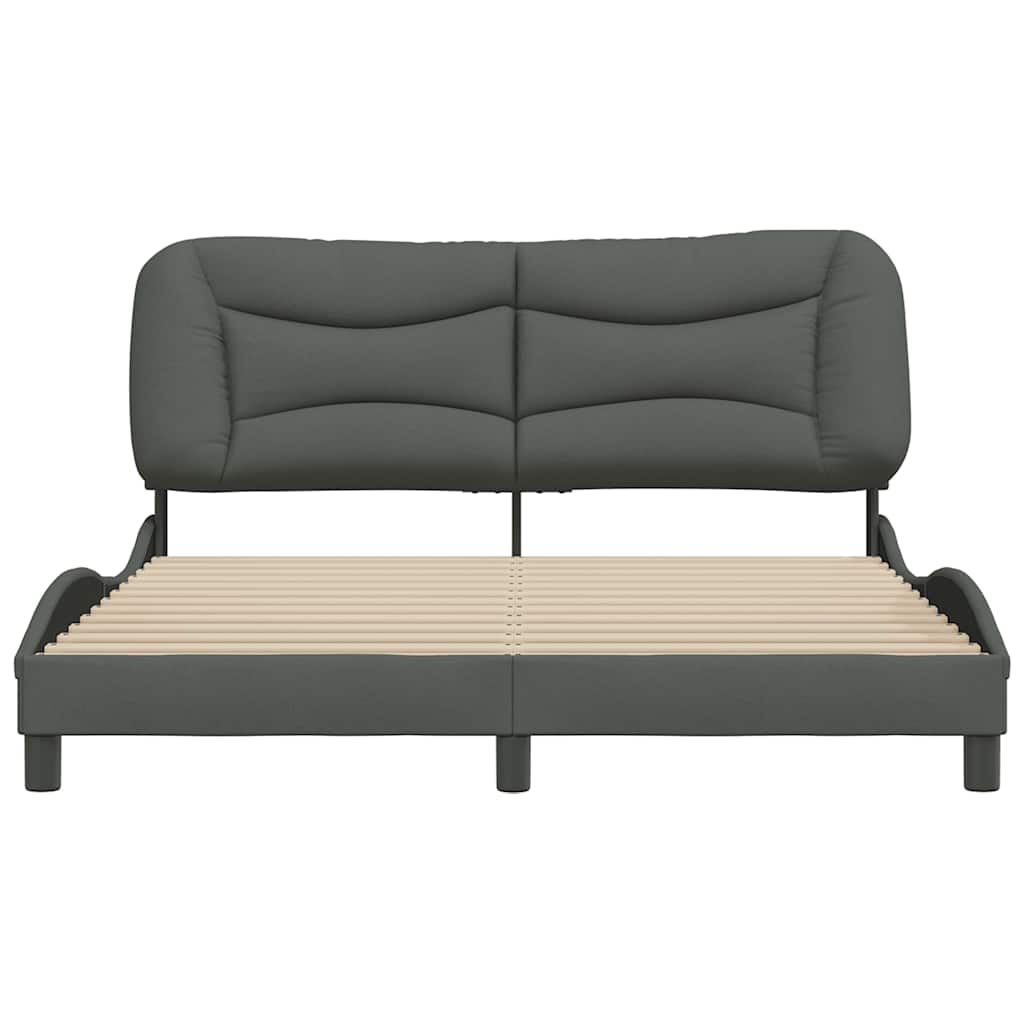 Estrutura de cama sem colchão hvar 160x200 cm tecido cinzento-escuro
