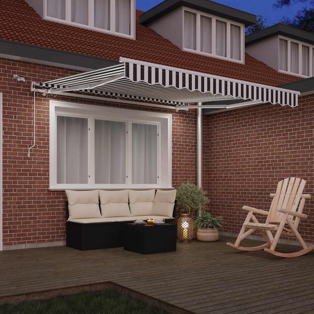 Toldo retrátil automático com LED 300x250 cm antracite/branco