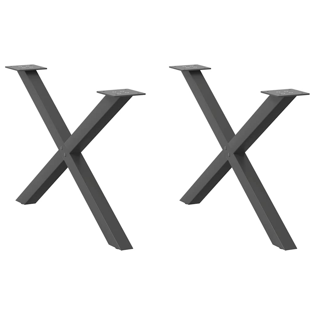 Pés para mesa de centro em formato de x, 2 peças, antracite, 70x (42-43) cm, aço