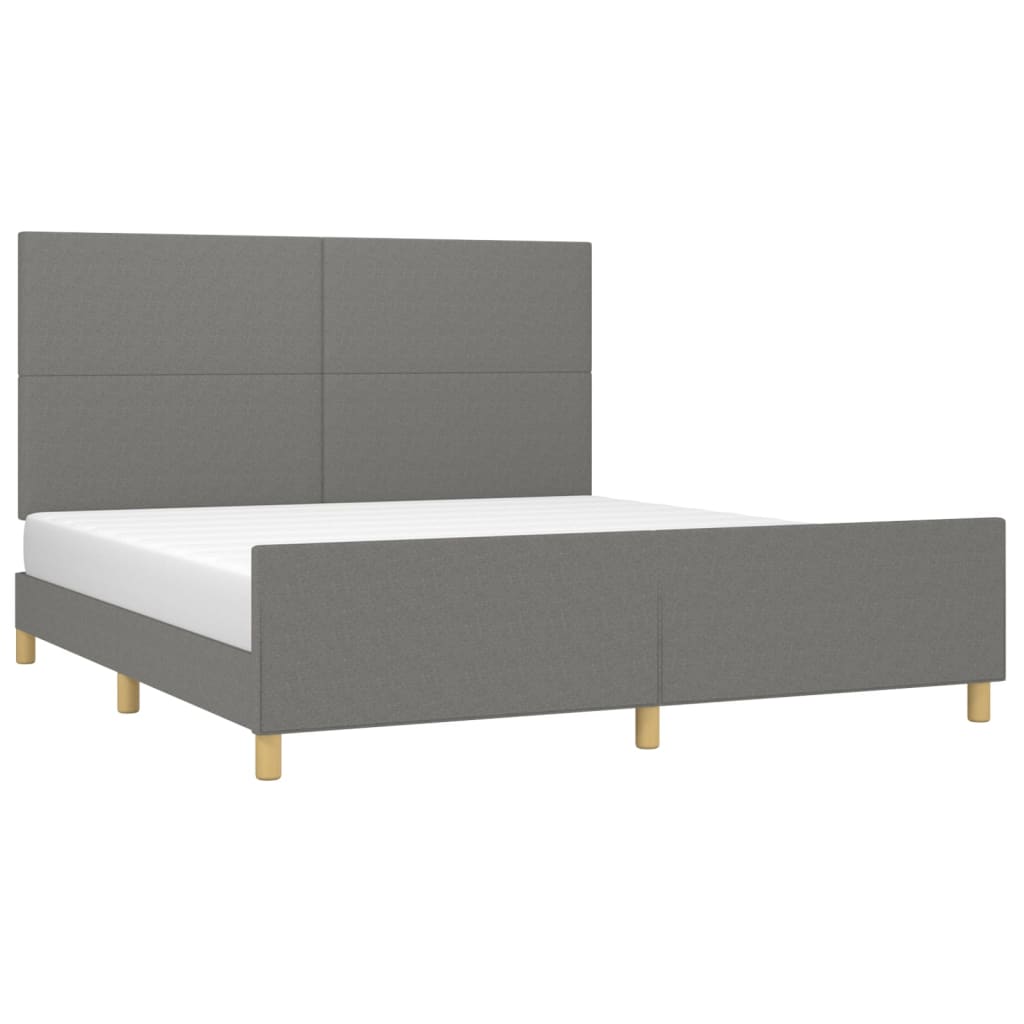 Estrutura de cama sem colchão 160x200 cm tecido cinzento-escuro