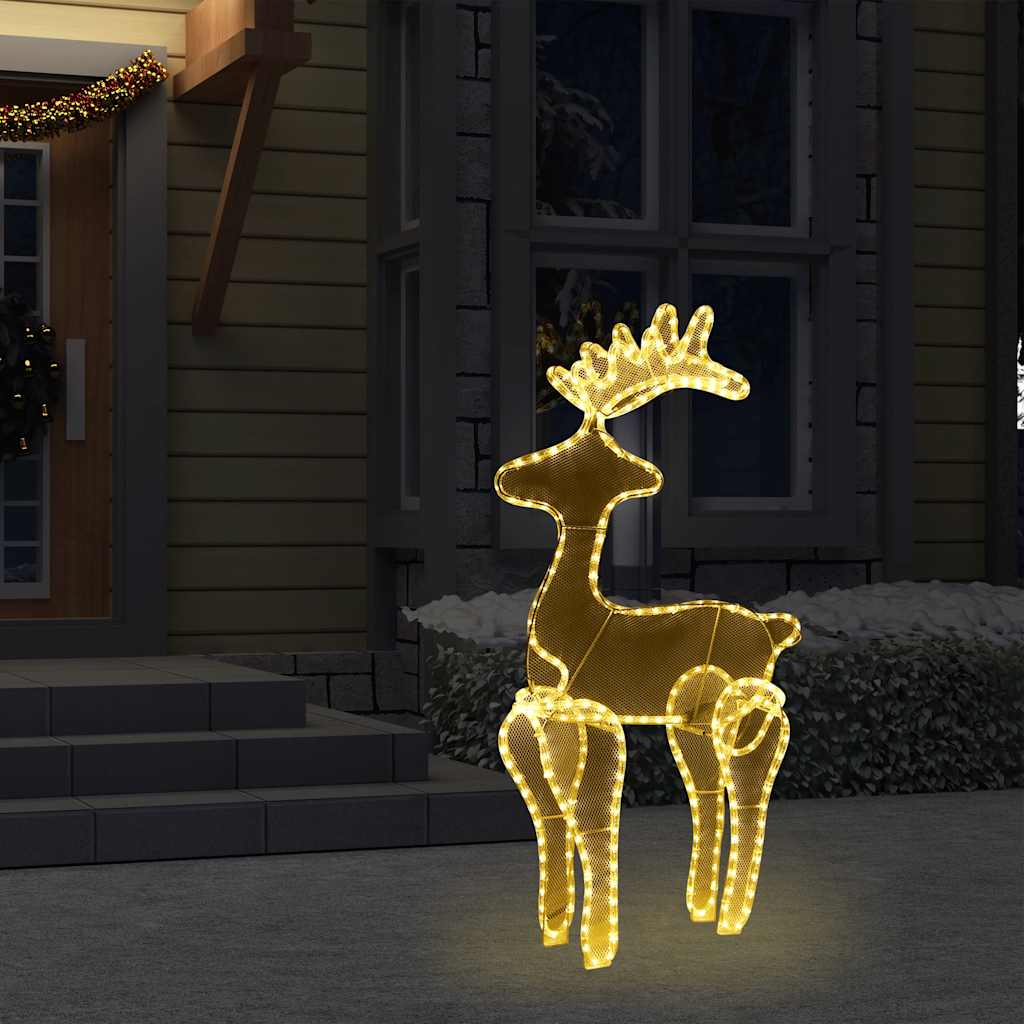 Rena decorativa natal c/ malha de aço 306 luzes LED 60x24x89 cm