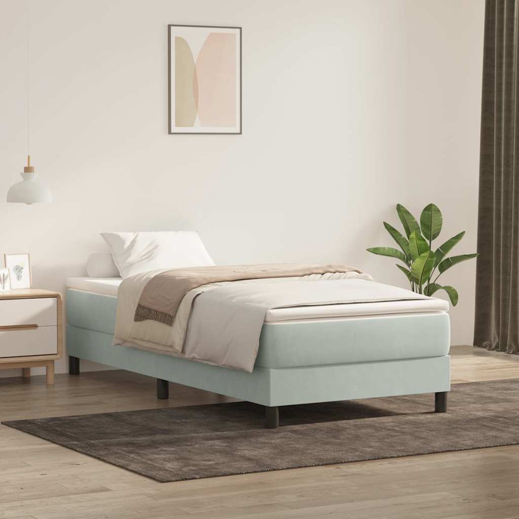 Box cama primavera sem colchão cinzento claro 90x210 cm veludo