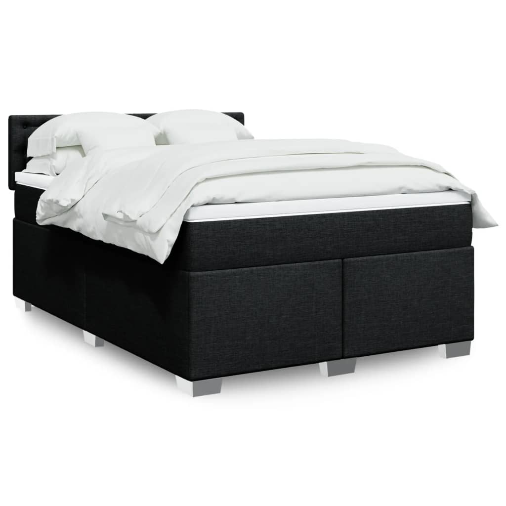 Cama com molas/colchão 140x190 cm tecido preto