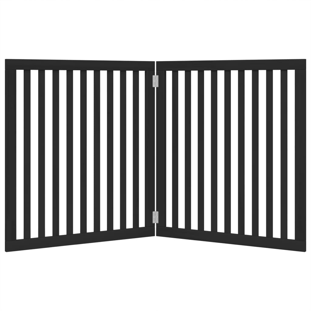 Portão p/ cães dobrável 2 painéis 160 cm madeira de álamo preto