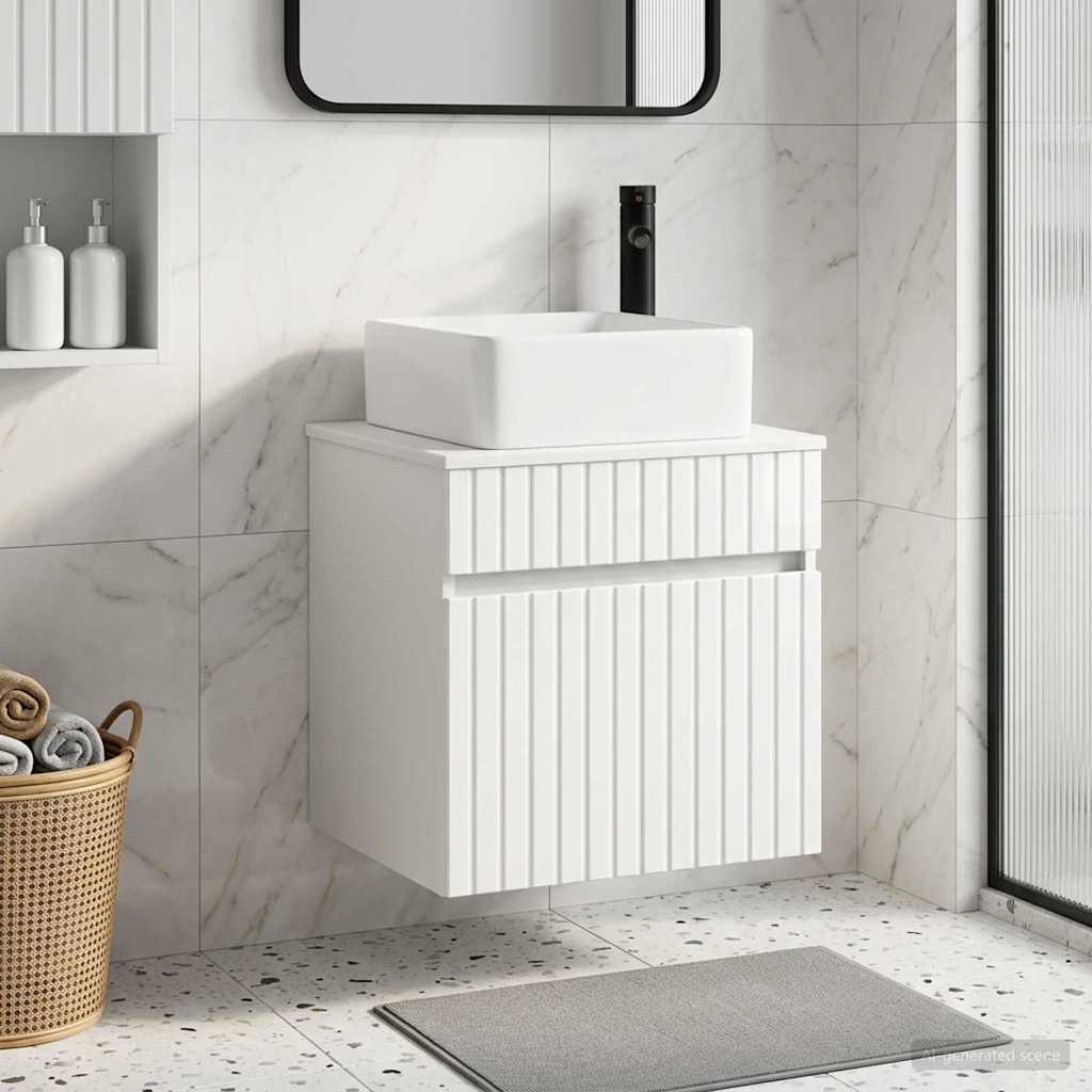 Vanidade de pia de parede branco brilhante 49 x 41 x 63 cm