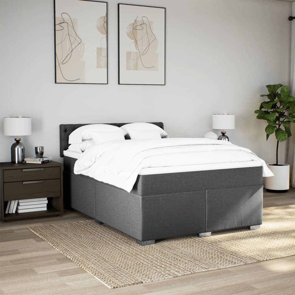 Cama com molas/colchão 140x190 cm tecido cinzento-escuro