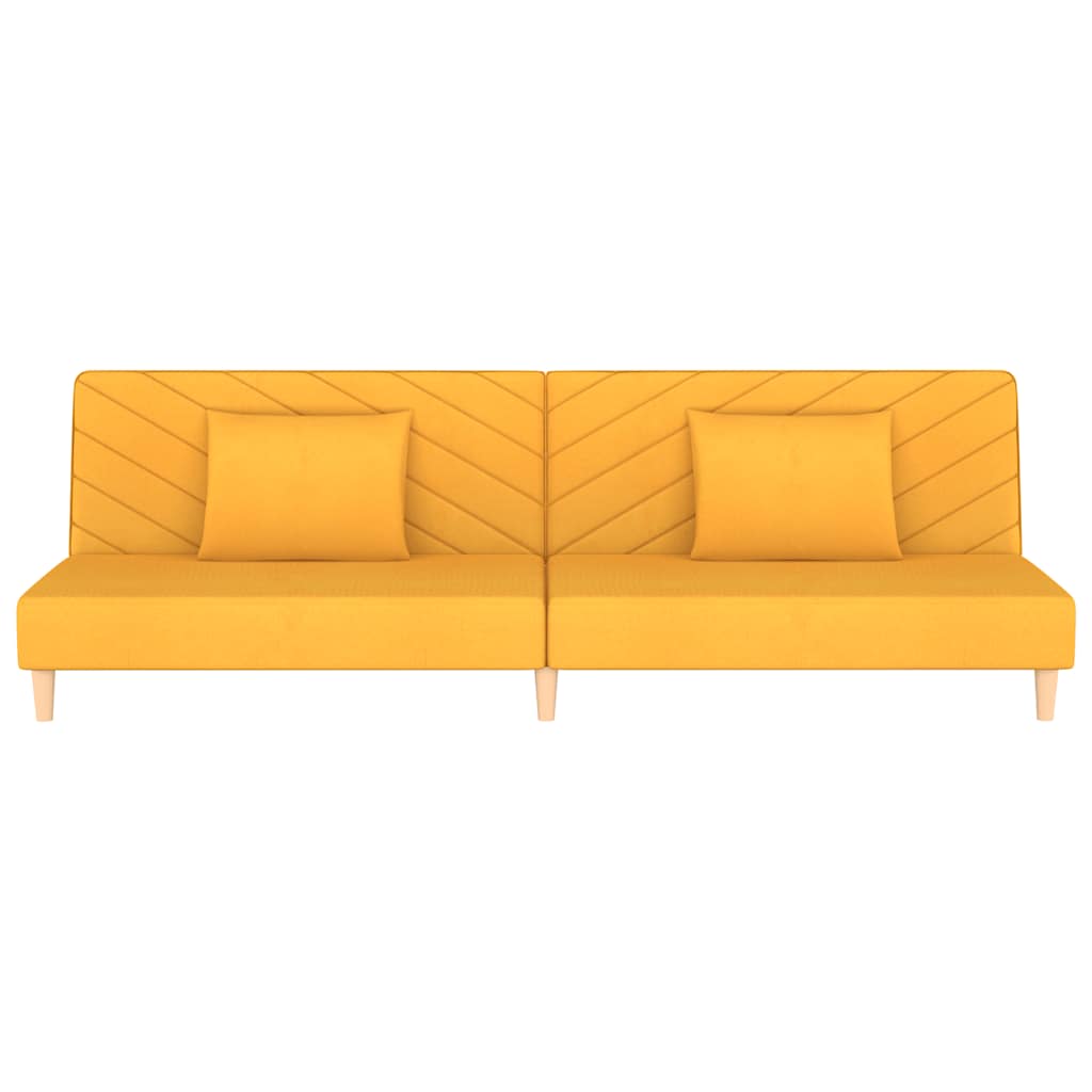 Sofá-cama 2 lugares com duas almofadas tecido amarelo