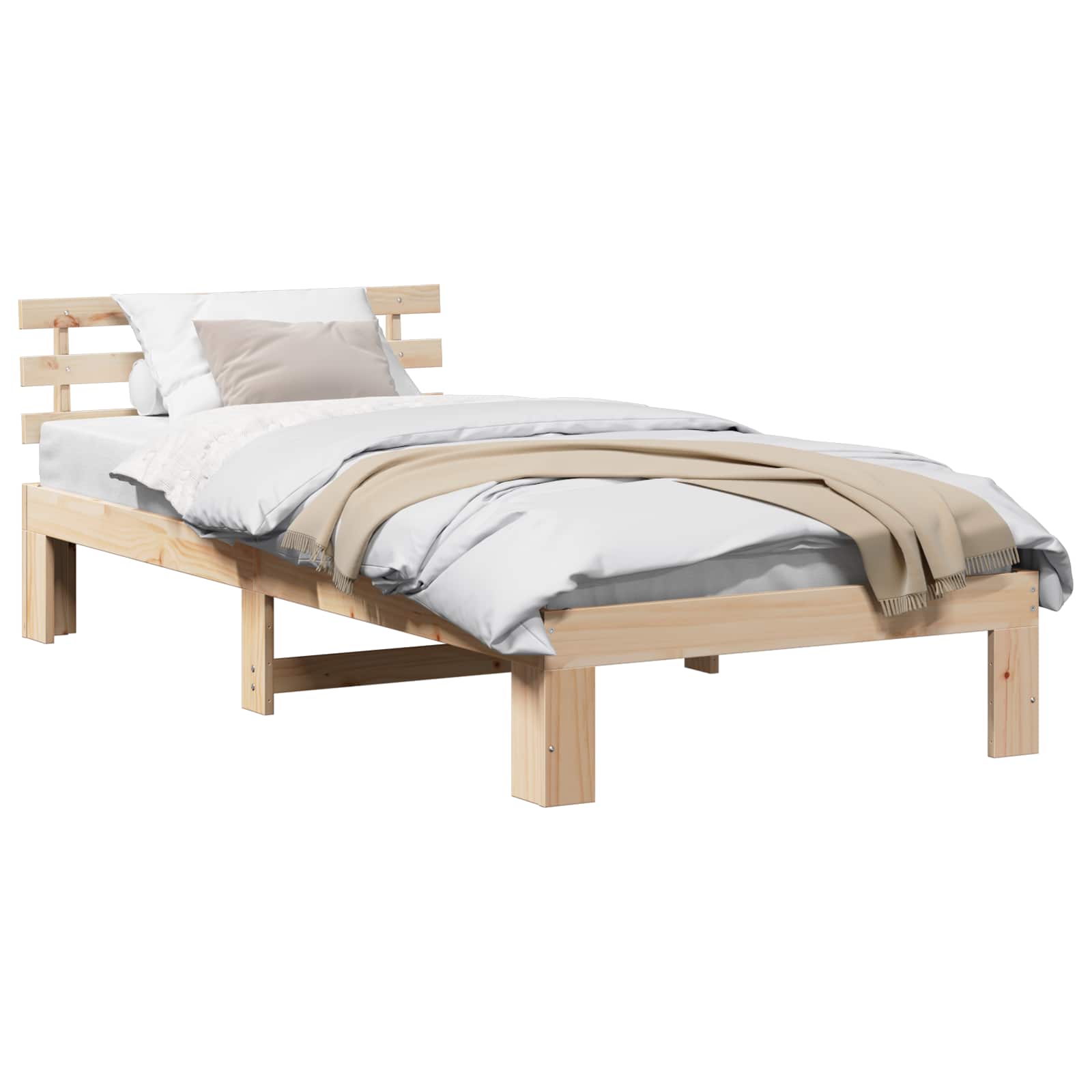 Estrutura da cama com cabeceira natural 80 x 200 cm