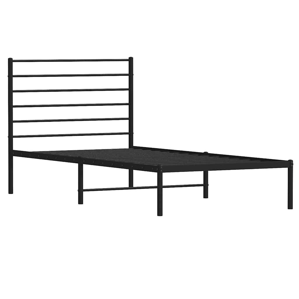 Estrutura de cama com cabeceira 80x200 cm metal preto