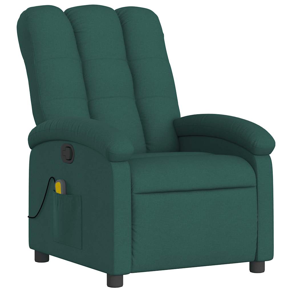 Poltrona de massagem reclinável em tecido verde escuro