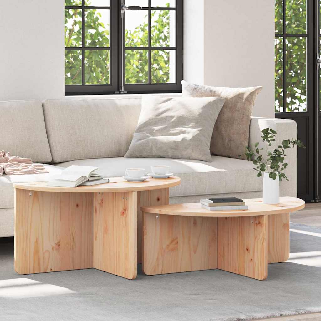 Mesa de centro 2 unid. natural 79 x 39,5 x 40 cm