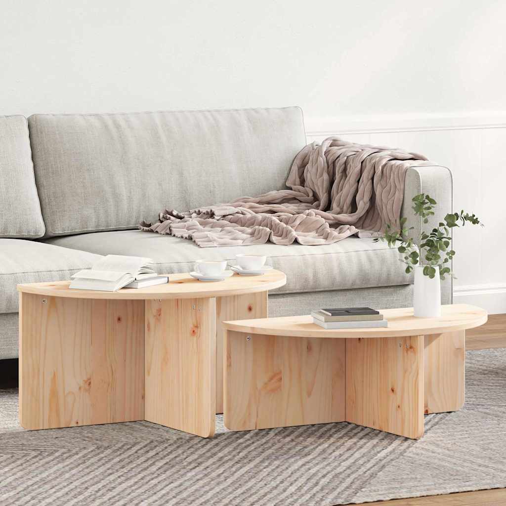 Mesa de centro 2 unid. natural 79 x 39,5 x 40 cm