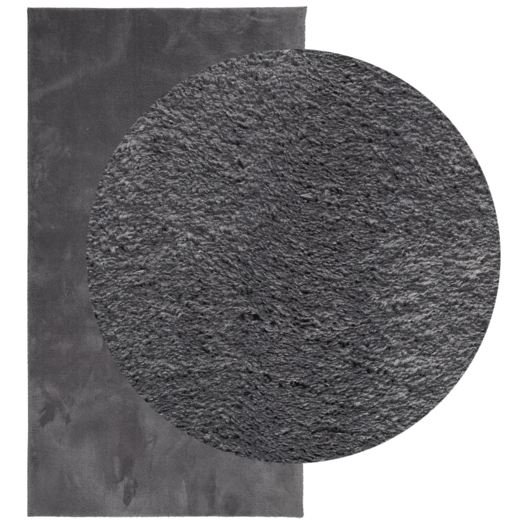 Tapete pelo curto macio e lavável huarte 80x150 cm antracite