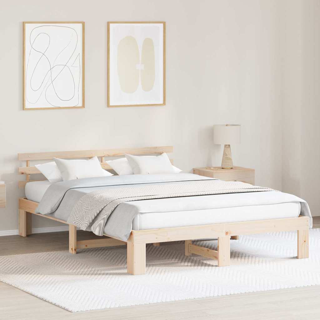 Estrutura da cama com cabeceira natural 150 x 200 cm